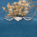 3PCS Oval  cut Moissanite Cluster Engagement ring Bridal Set 