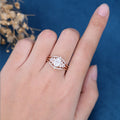3PCS Oval  cut Moissanite Cluster Engagement ring Bridal Set 