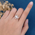 3PCS Pear Moissanite Cluster Engagement ring Bridal Set 
