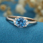 Round cut London Blue Topaz Engagement ring 