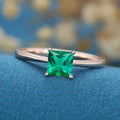 Princess cut Lab Emerald Solitaire Engagement ring 