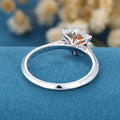 5mm Round cut Sunstone Flower Halo Engagement ring 