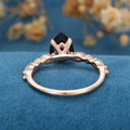 Pear cut Black Onyx Cluster Engagement Ring 