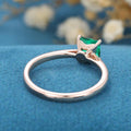 Princess cut Lab Emerald Solitaire Engagement ring 