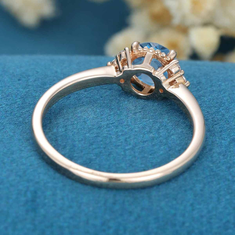 Round cut London Blue Topaz Engagement ring 