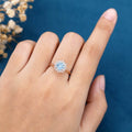 Round cut Aquamarine Halo Engagement Ring 