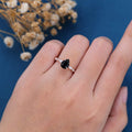 Pear cut Black Onyx Cluster Engagement Ring 