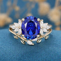 8*10mm Oval cut Sapphire Engagement ring Bridal Set 