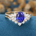 8*10mm Oval cut Sapphire Moissanite Engagement ring Bridal Set 