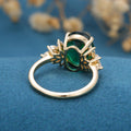 8*10mm Oval Lab emerald Cluster Engagement ring 