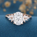 9*11mm 4 Carat Oval cut Moissanite Cluster Engagement ring 