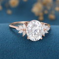 9*11mm 4 Carat Oval cut Moissanite Cluster Engagement ring 