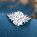 9*11mm Oval cut Moissanite Cluster Engagement ring 