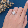 Oval cut Moissanite Engagement ring Bridal Set 