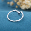 Pear shaped Moissanite | Diamond Curved Wedding Band Ring 