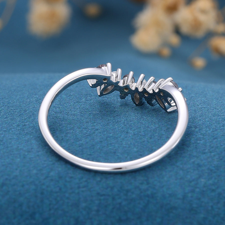 Moissanite | Alexandrite Curved Wedding Band Ring 