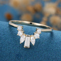 Baguette Moissanite Curved Wedding Band Ring 
