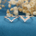 Double Diamond Curve Wedding Band Matching Engagement ring 