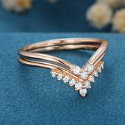 Double Diamond Curve Wedding Band Matching Engagement ring 