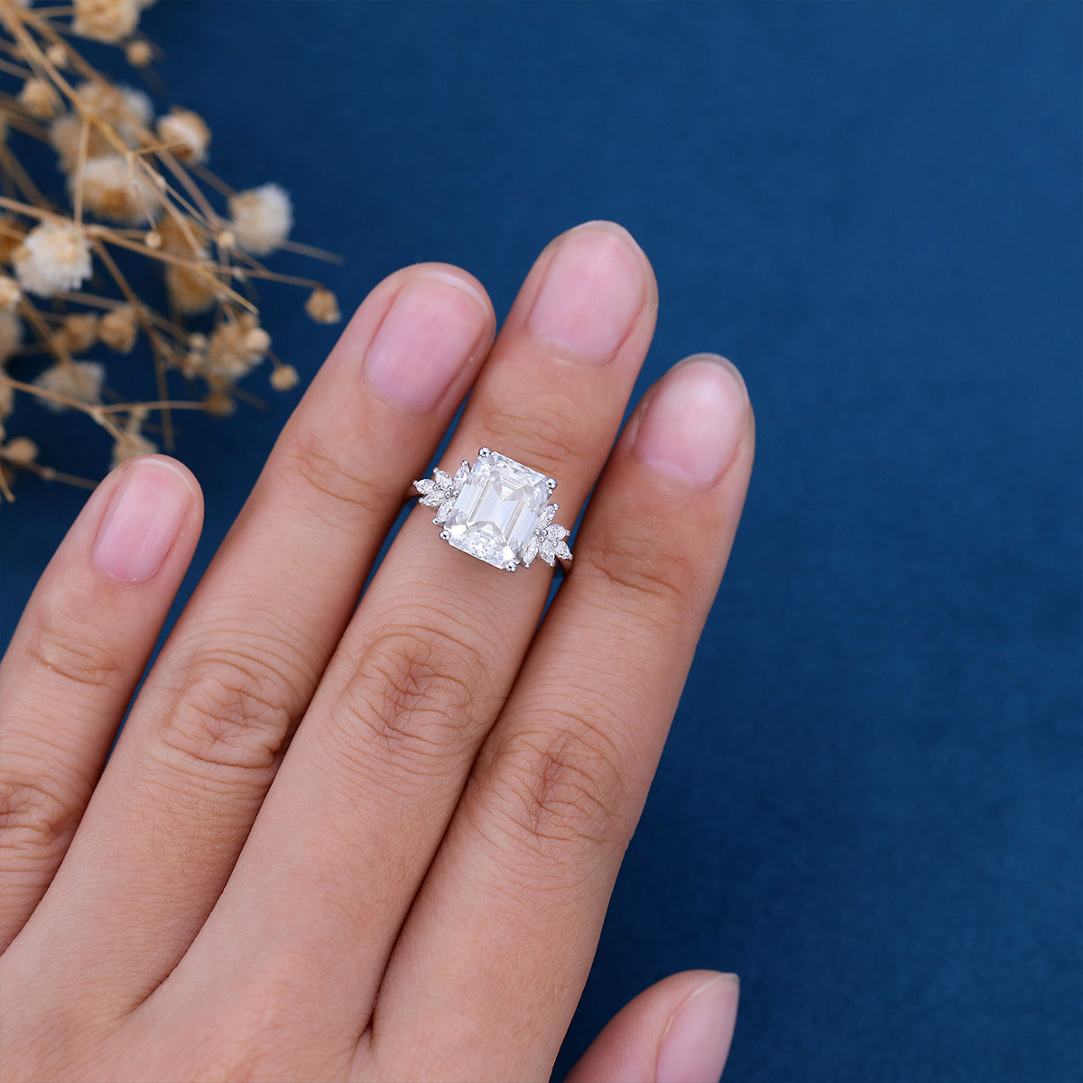 2.5 carat hotsell emerald cut moissanite