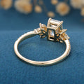 1 Carat Emerald cut Moissanite Cluster Engagement ring 