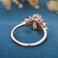 Hexagon cut Moissanite Cluster Engagement ring 
