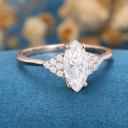 Marquise cut Moissanite  Cluster Engagement Ring 