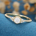 Round cut Moissanite Twisted Engagement Ring 