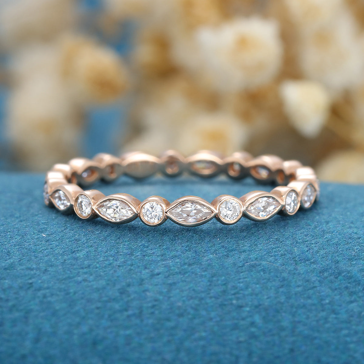 Marquise cut Moissanite Full Eternity Wedding Band 