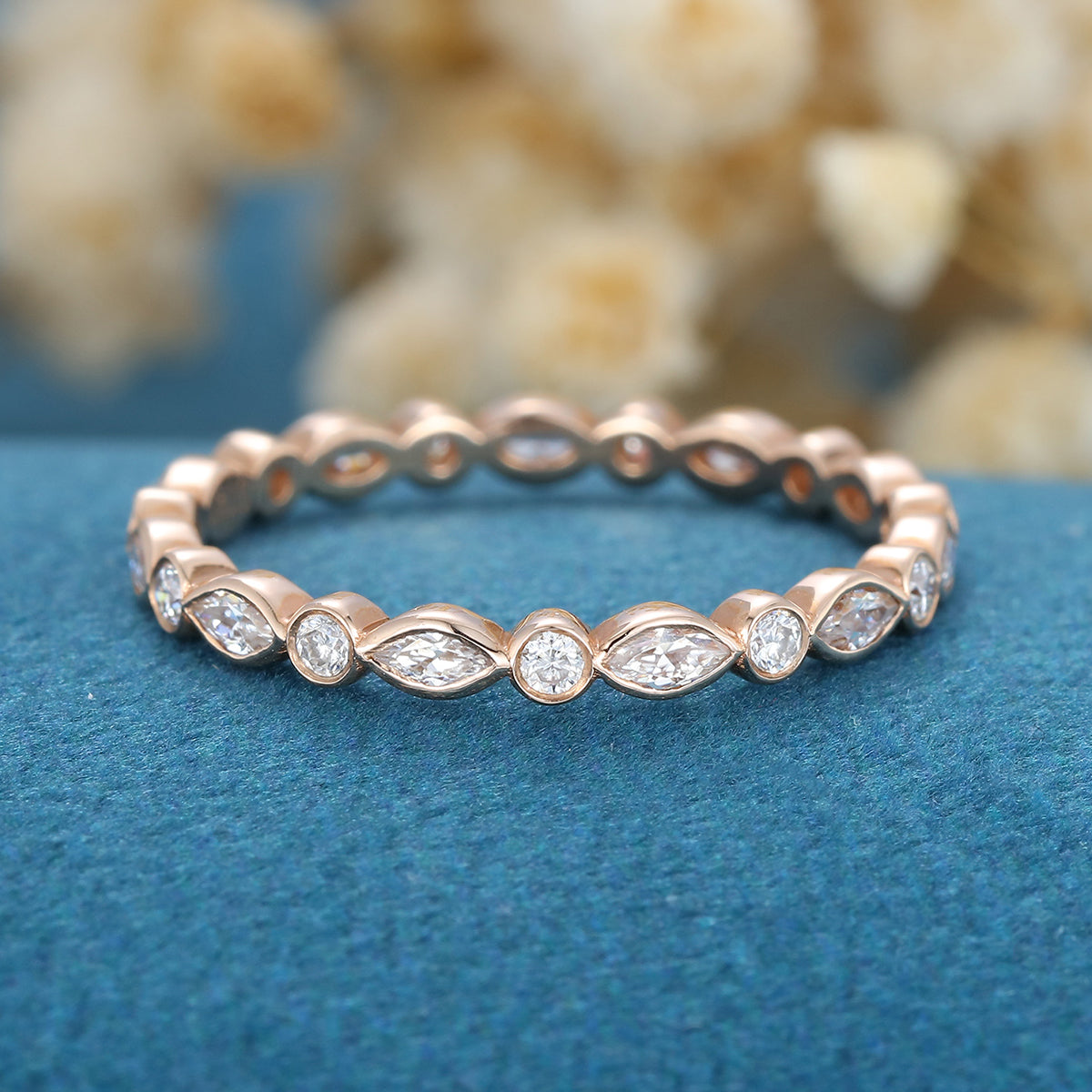 Marquise cut Moissanite Full Eternity Wedding Band 