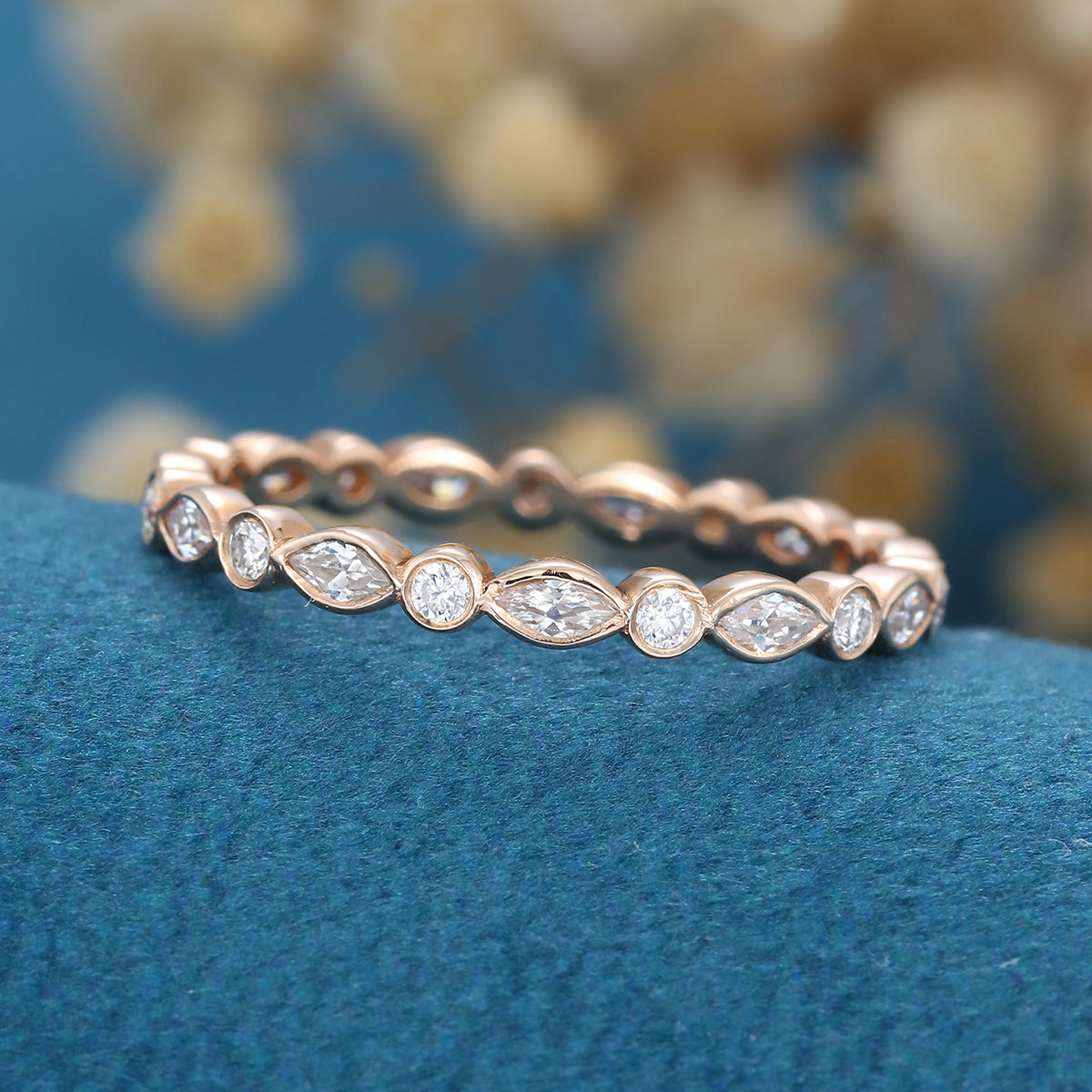 Marquise cut Moissanite Full Eternity Wedding Band 