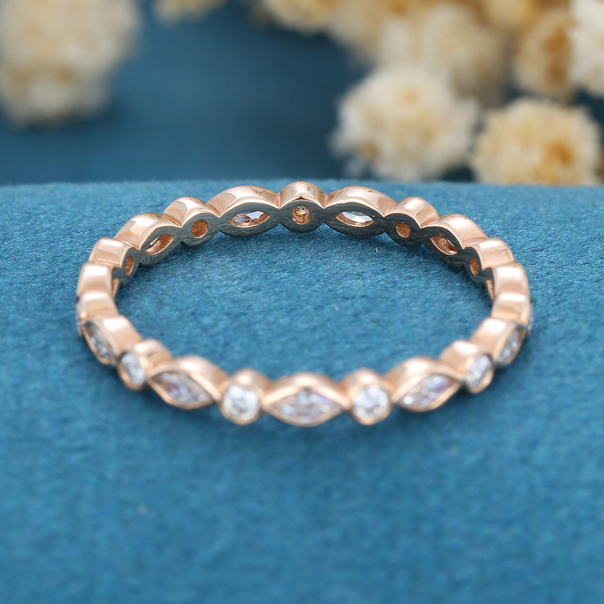 Marquise cut Moissanite Full Eternity Wedding Band 