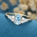 Oval cut Moonstone Cluster Engagement Ring 