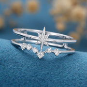 North star diamond Minimalist Engagement Ring 