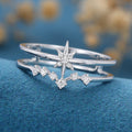 North star diamond Minimalist Engagement Ring 