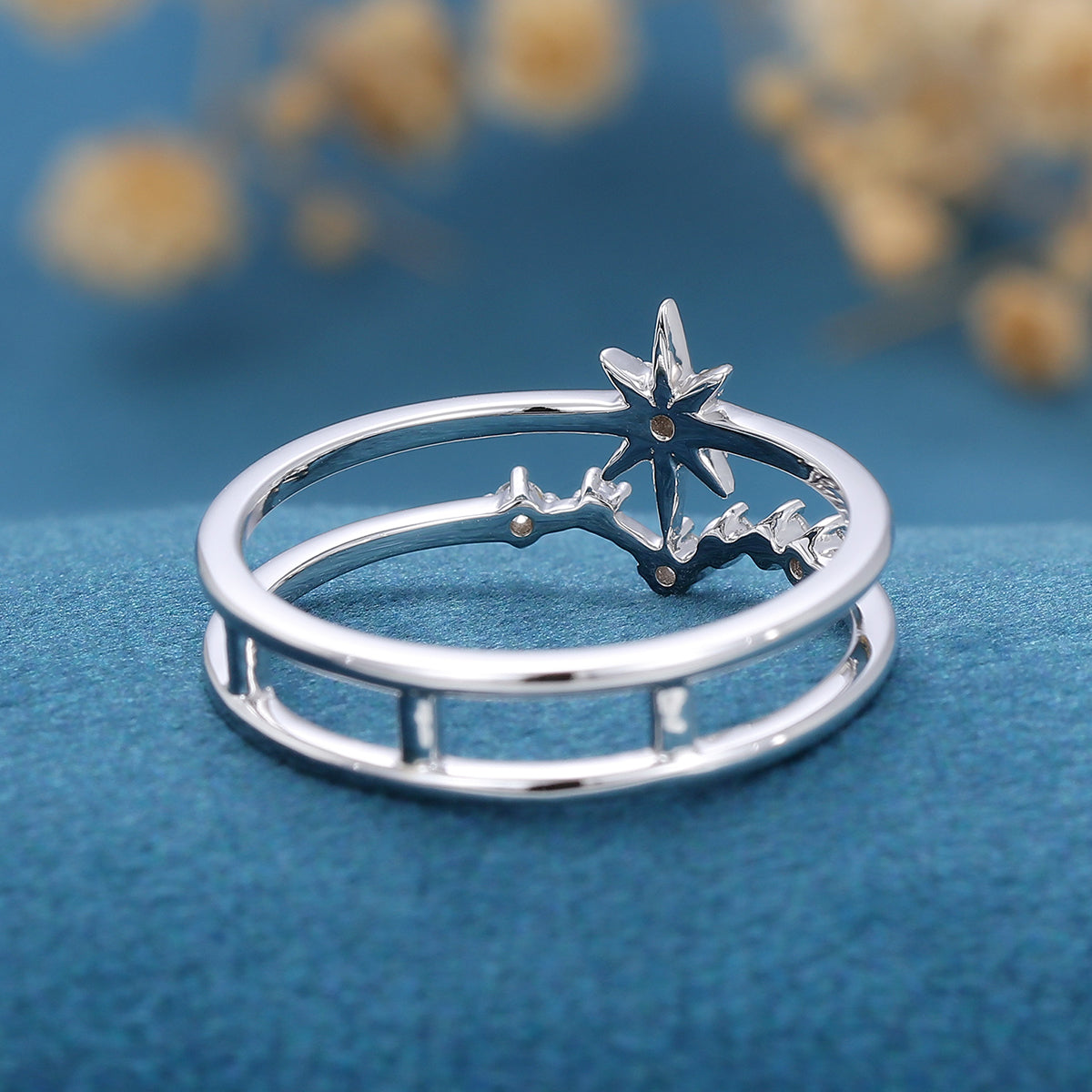 North star diamond Minimalist Engagement Ring 