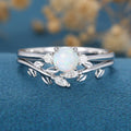 Round cut Opal Engagement ring Bridal Set 