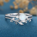 Round cut Opal Engagement ring Bridal Set 