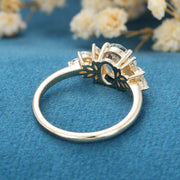 Oval cut Aquamarine Cluster Engagement ring 