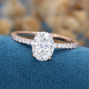 Oval cut Moissanite half eternity Engagement ring 