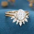 Oval cut Moissanite Engagement ring Bridal Set 
