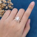 Oval cut Moissanite Engagement ring Bridal Set 