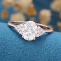 1.5 Carat Vintage Oval cut Moissanite Cluster Engagement Ring 