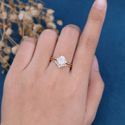 1.5 Carat Oval cut Moissanite Engagement ring Bridal Set 