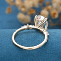 Oval cut Moissanite Half eternity Engagement Ring 