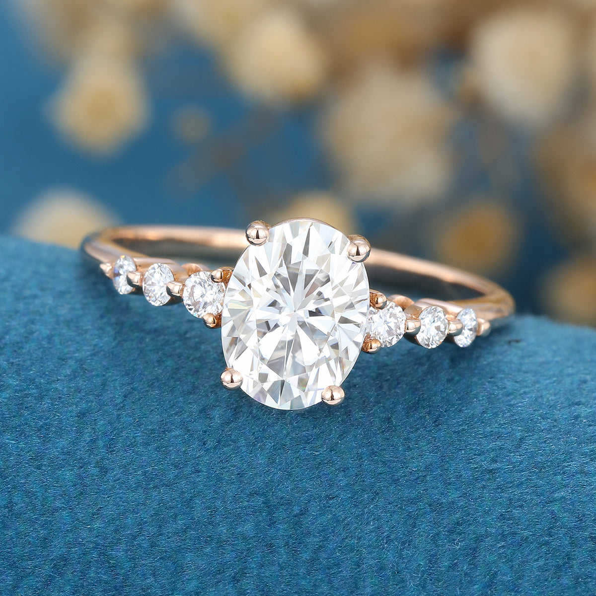 Oval cut Moissanite Engagement Ring 