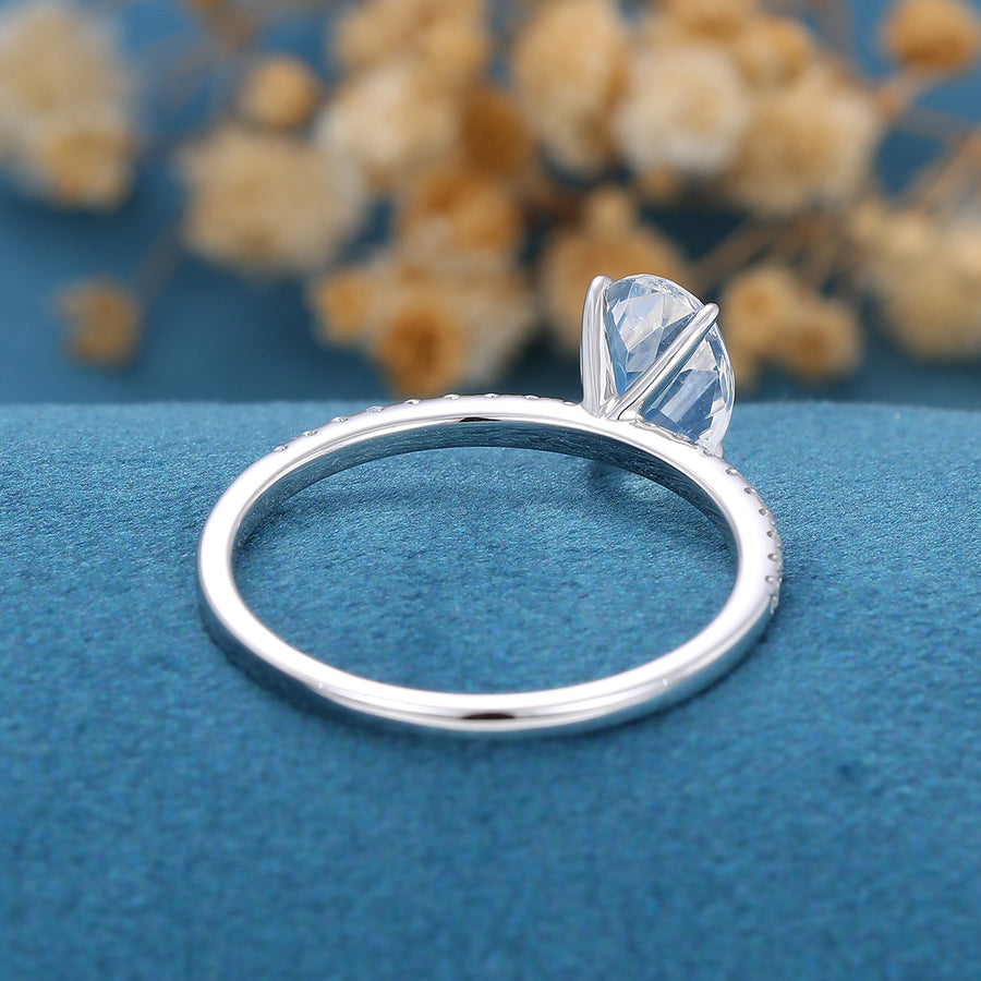 Oval cut Moonstone Half eternity Engagement Ring 