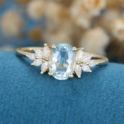 Oval cut Moonstone Cluster Engagement ring 