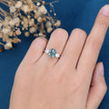 Natural Green Moss Agate Oval cut | Moissanite Engagement ring 