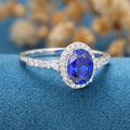 Oval Sapphire Halo | Half Eternity Engagement ring 